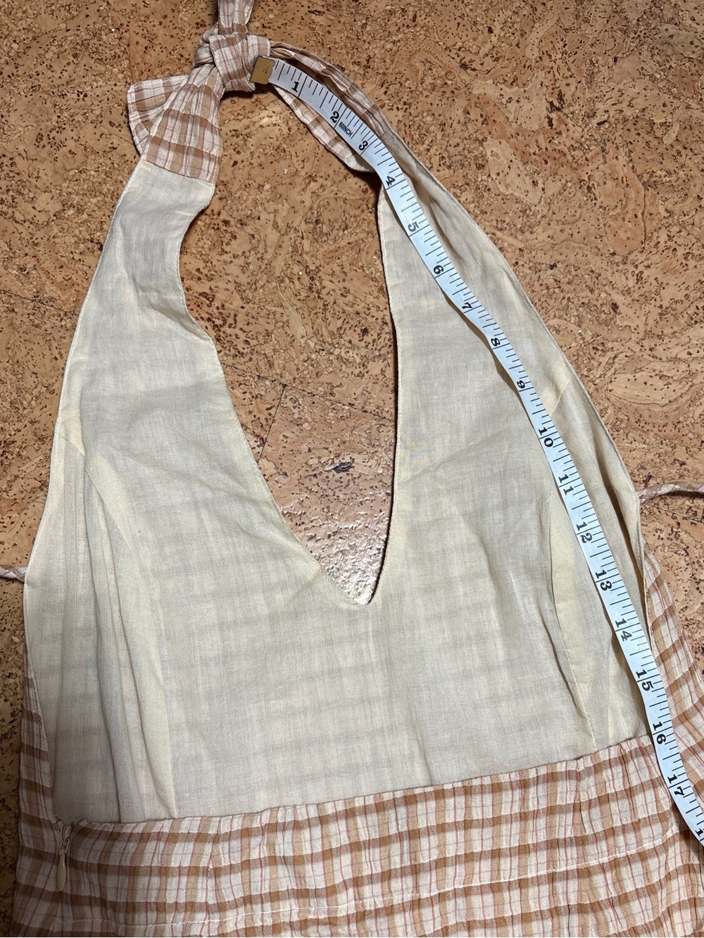 Paloma Wool Rosa Gingham Halter Dress NWOT In Cream & Brown Sz S - Picture 14 of 15